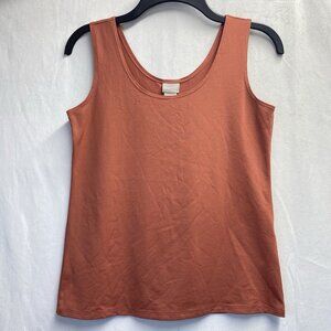 CHICO'S Round Neck Sleeveless Tank Top Women Sz 0 (US size Small) Coral Stretch